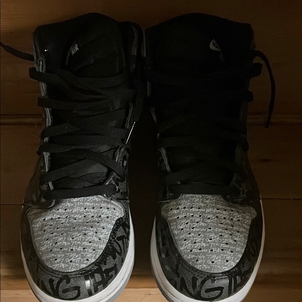 Black and Gray High-Top Sneakers with Two-Tone Design
